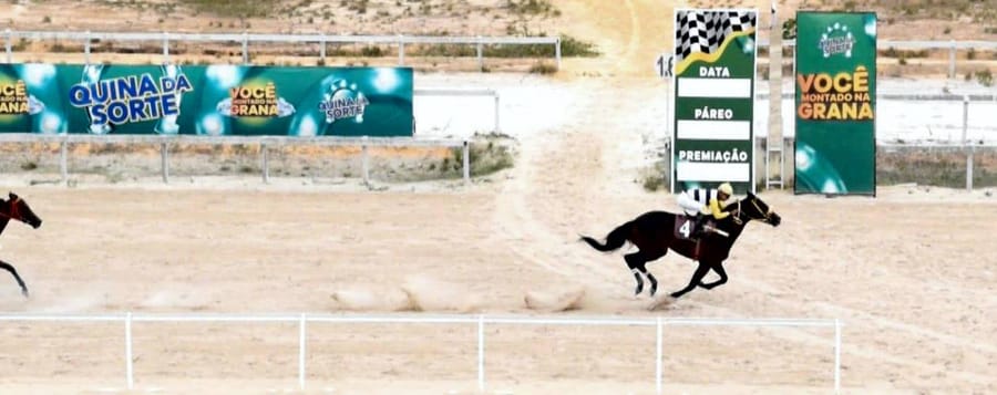 Chegada de páreo no Hipódromo do Aquiraz